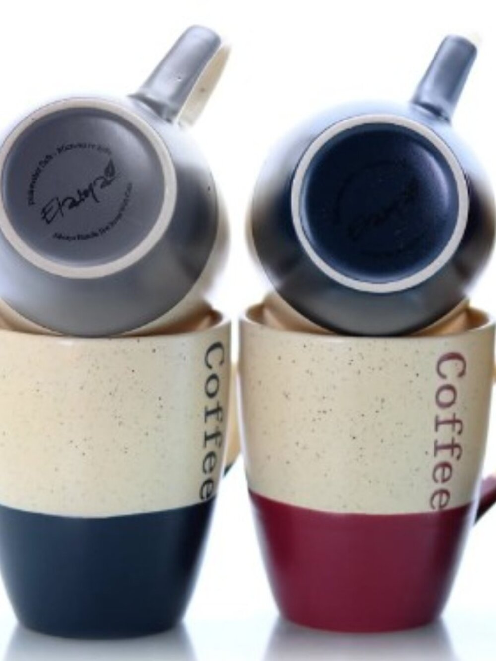 4 Elama Stoneware Coffee Mugs